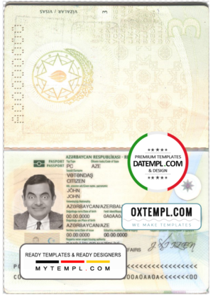 Azerbaijan passport template in PSD format, fully editable