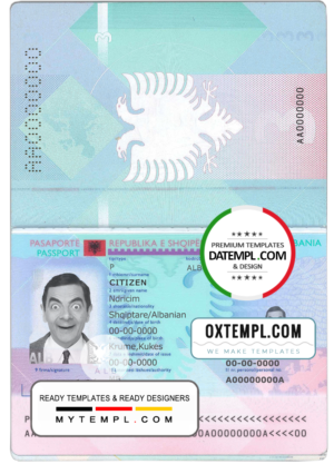 Albania passport template in PSD format