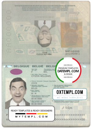 Belgium passport template in PSD format
