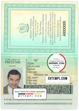 Pakistan passport template in PSD format