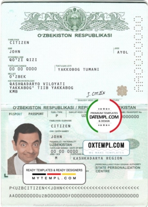Uzbekistan passport template in PSD format, fully editable