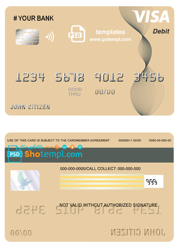 # abstractaza universal multipurpose bank visa credit card template in PSD format, fully editable