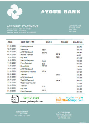 # glue industry universal multipurpose bank statement template in Word format
