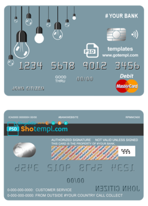 # king lamp universal multipurpose bank mastercard debit credit card template in PSD format, fully editable