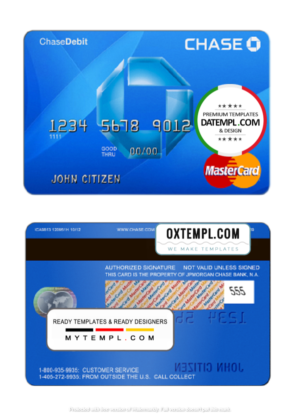 USA Chase bank MasterCard Debit card template in PSD format, fully editable