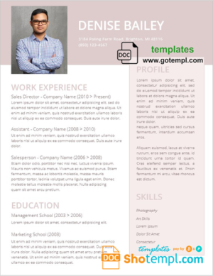 Modern and Creative Resume template in WORD format