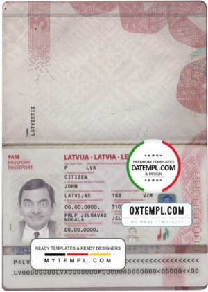 Latvia passport template in PSD format, fully editable (2015 – present)