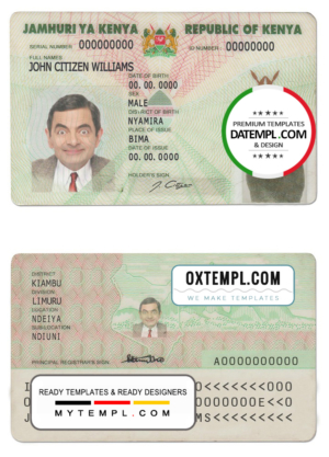 Kenya ID template in PSD format, fully editable
