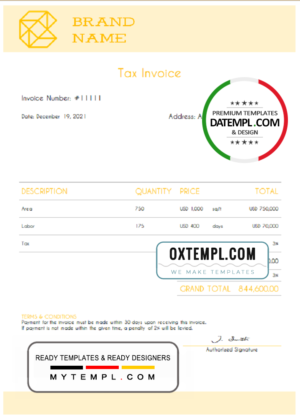 # delta ground universal multipurpose invoice template in Word and PDF format, fully editable