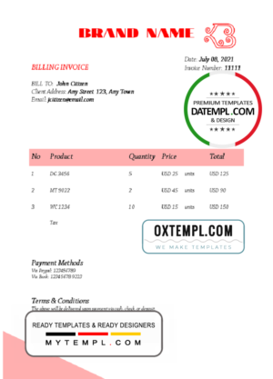 # gain proof universal multipurpose invoice template in Word and PDF format, fully editable