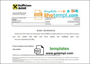 Romania Raiffeisen bank account closure reference letter template in Word and PDF format