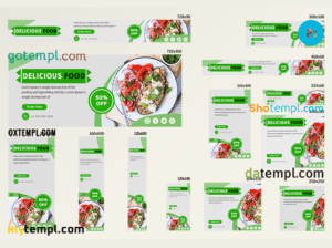 # culinary green editable banner template set of 13 PSD