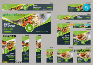 # kitchen fuel editable banner template set of 13 PSD