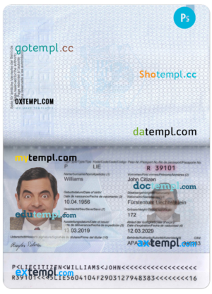 LIECHTENSTEIN passport PSD template, with fonts