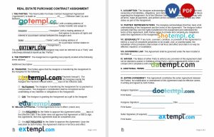 advanced real estate purchase contract assignment template, Word and PDF format