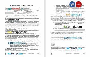 alabama employment contract template, Word and PDF format