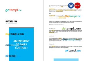 amendment to sales contract template, Word and PDF format