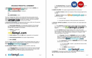 arkansas prenuptial agreement template, Word and PDF format