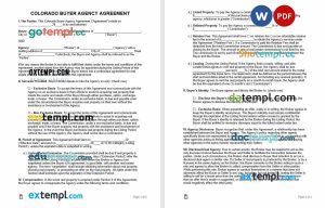 colorado buyer agency agreement template in Word and PDF format