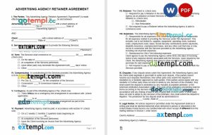 advertising agency retainer agreement template, Word and PDF format
