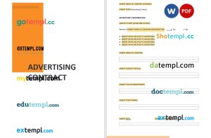 advertising contract template, Word and PDF format