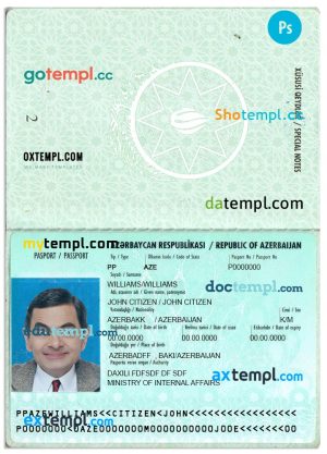 Azerbaijan passport template in PSD format, version 2