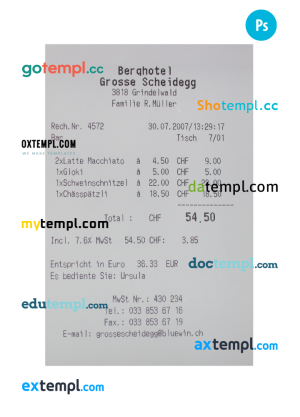 BERQ HOTEL payment receipt PSD template