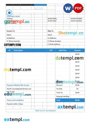 Simple Estimate Invoice template in word and pdf format