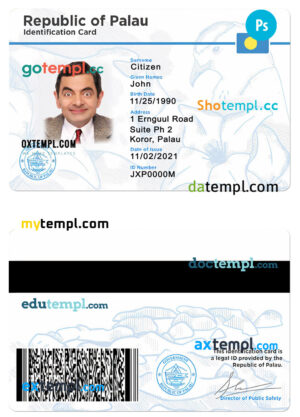 Palau ID card PSD template, completely editable