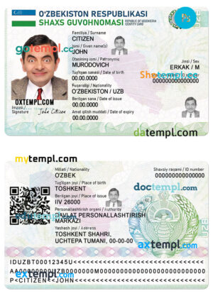 Uzbekistan ID card PSD template, completely editable